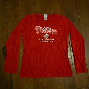 Philadelphia Phillies 2008 World Series Champs Red Long Sleeve Tee Size Medium